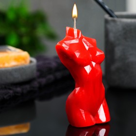 Фигурная свеча "Торс женский хрусталь" красная, 10см
