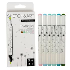 Набор художественных маркеров 6 цветов SKETCH&ART "Весенний пейзаж"