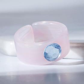 Кольцо из акрила "Драгоценность", цвет розово-голубой, размер 17-17,5