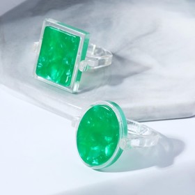 Кольцо набор 2 штуки из акрила "Свежесть", цвет прозрачно-зелёный, безразмерные