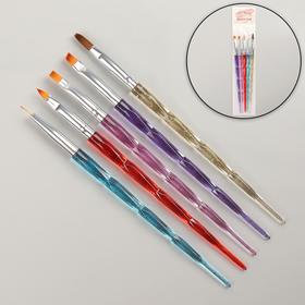A set of brushes for extension and nail design, 5 pcs, 18 cm, color colorful. 
