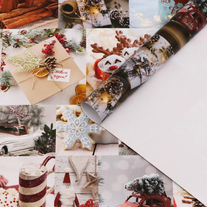 Бумага упаковочная глянцевая "Сказочное рождество", 70 х 100 см,1 лист - фото 944220