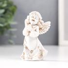 Сувенир полистоун "Девочка-ангел-молитва" серый  6,5х3,8х3 см