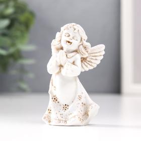 Сувенир полистоун "Девочка-ангел-молитва" серый  6,5х3,8х3 см в Донецке