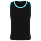 Майка-борцовка с цветной окантовкой, цвет чёрный/голубой, размер 42 - фото 800451191 Майка-борцовка с цветной окантовкой, цвет чёрный/голубой, размер 42 - фото 800451191