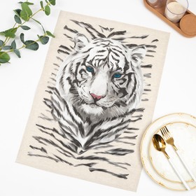 Полотенце Снежный тигр 45х60 см, лен 50%, хлопок 50%, 160г/м2