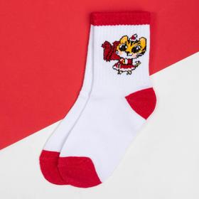Носки детские новогодние "Тигр" р-р 16-18, белый