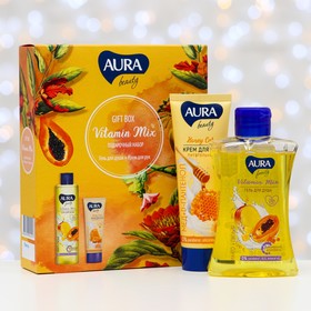 Подарочный набор Aura beauty: гель для душа, манго и папайя, 250 мл + крем для рук, 75 мл