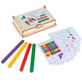Игровой набор «Сложи палочки» 8 карточек,12 цветных деревянных палочек