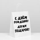 Пакет подарочный с приколами, крафт «Держи подарок», белый, 24 х 11 х 33 см 7161768 - фото 6767291