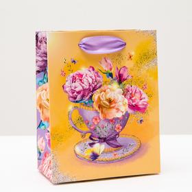 Пакет подарочный "Яркие цветы", 11,5 х 14,5 х 6,5 см (6 шт)