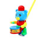 Каталка на палочке «Медведь-барабанщик», цвета МИКС - фото 6768236