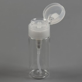 A jar with a dispenser for liquids, 100 ml, white / transparent color. 
