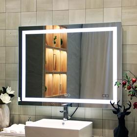 Зеркало с LED подсветкой «Адель» 800х600 мм, подогрев, часы, сенсорный выключатель, диммер