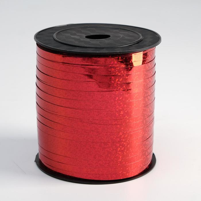 Купить лента упаковочная голография, красный, 5 мм х 225 м  .