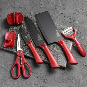 Набор кухонных ножей Redwall, 7 предметов, цвет красный