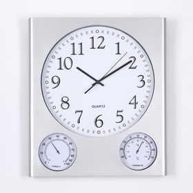 Часы настенные "Арени", с термометром и гигрометром, d=32.5, 40х46 см, дискретный ход 703017