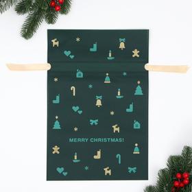 Мешок подарочный "Рождественские мелочи" зелёный, 27x40 см (25 шт)