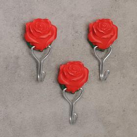 Набор крючков на липучке «Цветочек», 3 шт, цвет МИКС