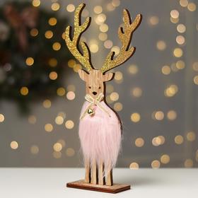 Новогодний декор с подсветкой «Олень» 14×5×29 см, розовый