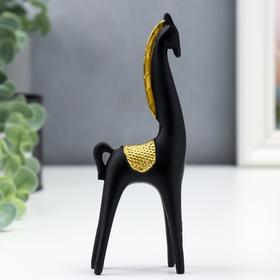 Сувенир полистоун ′Чёрный конь с золотой гривой′ 15х2,5х5 см в Донецке