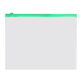 Папка-конверт на ZIP-молнии A5 150 мкм, прозрачная, зелёная молния (12 шт)