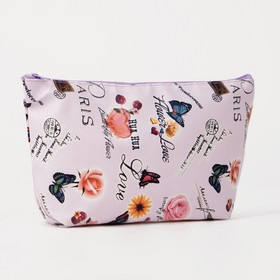 Cosmetic bag simple butterflies, 21 * 5,5 * 14, PRED on zipper, lilac