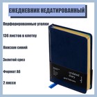 Ежедневник недатированный "Небраска" A6, 136 листов в клетку, кожзам, синий, золотой срез, 2 ляссе, перфорированные уголки 5698222 - фото 7997940
