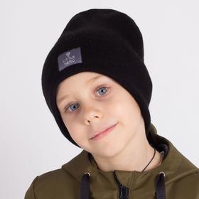 Двухслойная шапка для мальчика, цвет черный, размер 50-54