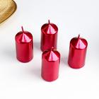 Набор свечей-цилиндров, 3,8х7 см, 4 штуки, рубиновый металлик - фото 1728088
