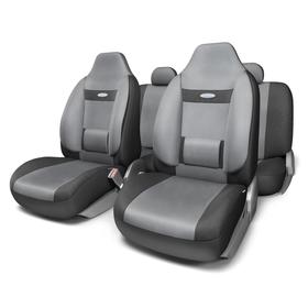 Авточехлы универсальные COMFORT COM-1105H чёрный/темно серый, 9 предметов 7413883