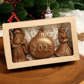Шоколад фигурный 3 в 1 «Дед Мороз + Снегурочка + Шар 2022», 200 г