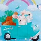 Фотофон винил "Зайки с морковкой на машинке" 120х80 см - фото 800160377