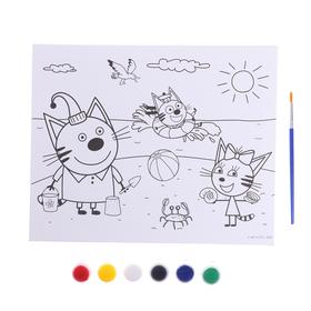 Холст для росписи по контуру «Три Кота» 20×25 см