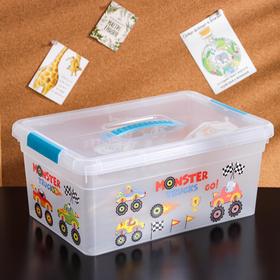 Контейнер для хранения с крышкой и ручкой «Kid's Box Машинки», 10 л, 37,5×25,5×16 см