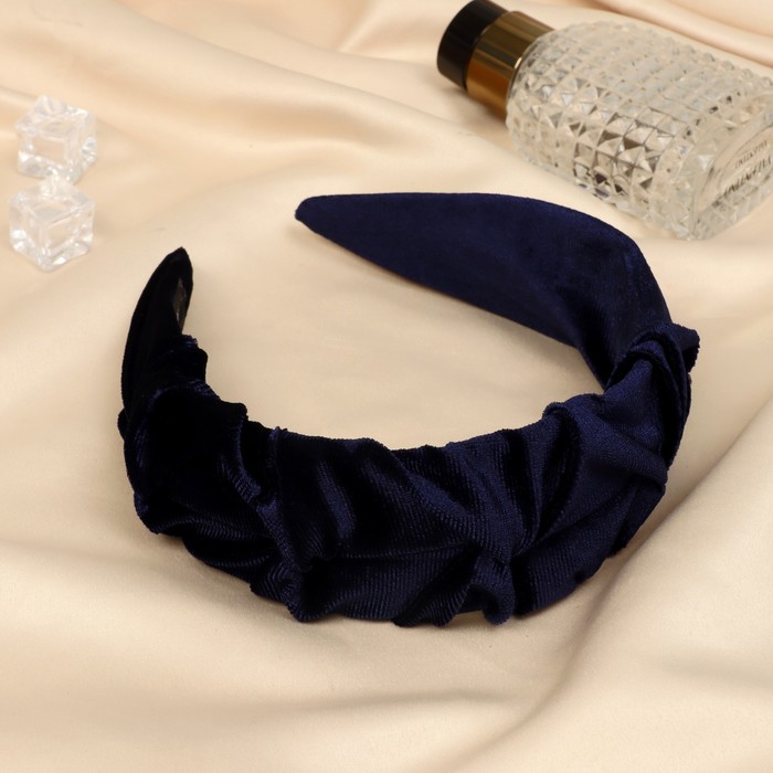 Ободок для волос "Юнона" классика бархат, 5 см, чёрный - фото 3589999