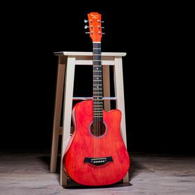 Гитара акустическая, цвет красный, 97см, с вырезом