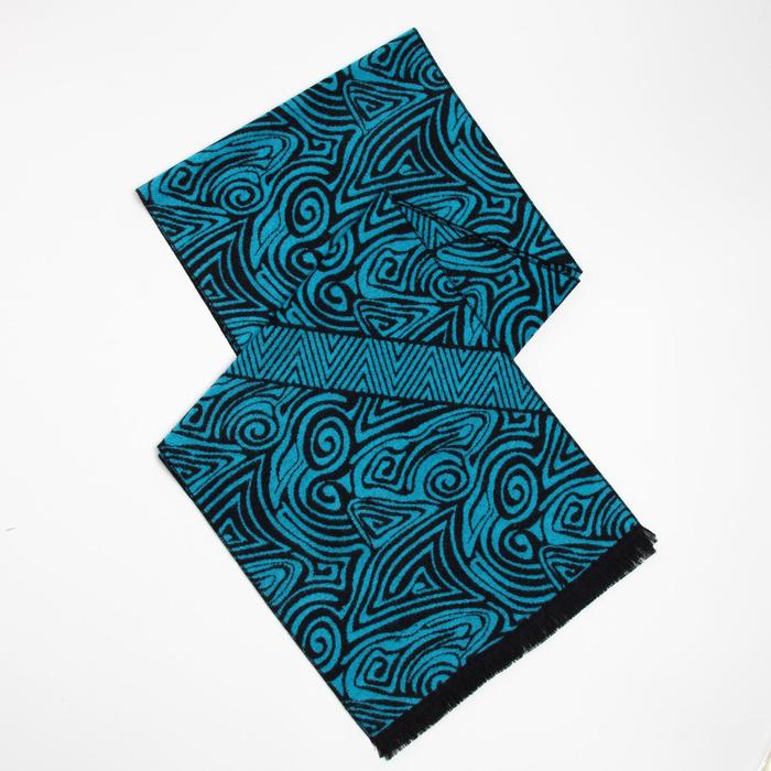 Шарф текстильный, цвет чёрно-синий, размер 33х180 - фото 3623909