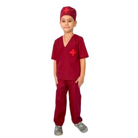 Карнавальный костюм «Санитар бордо», шапка, куртка, брюки, 5-7 лет