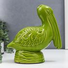 Сувенир керамика "Пеликан" зелёный шамот 27х11х25 см - фото 3654466