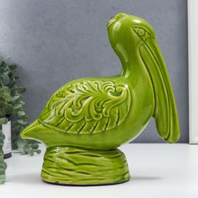 Сувенир керамика "Пеликан" зелёный шамот 27х11х25 см