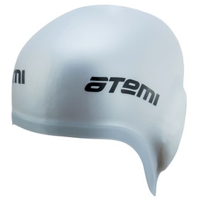Шапочка для плавания Atemi EC103, силикон c «ушами», цвет серебро