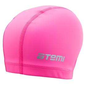 Шапочка для плавания Atemi СС102, тканевая с силиконовым покрытием, цвет розовый