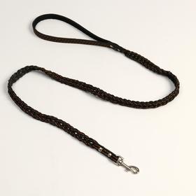 Поводок кожаный плетеный "Коса", 1.25 м х 1.1 см, черный