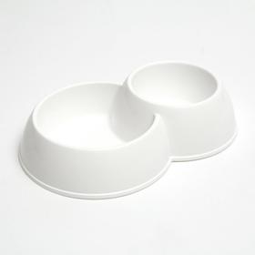 Миска двойная пластиковая, белая, 29,5 х 20 х 6 см, 1,2 и 0,7 л