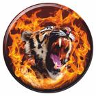 Наклейка-круг "Тигр в огне", d=100 мм - фото 6781569