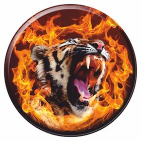 Наклейка-круг "Тигр в огне", d=100 мм