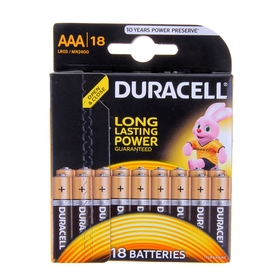 Батарейка алкалиновая Duracell Basic, AAA, LR03-18BL, 1.5В, блистер, 18 шт. 822177