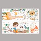 Наклейка пластик интерьерная цветная "Малыш играет на флейте зверям" 30х90 см набор 2 листа   702589 - фото 800183300