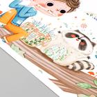 Наклейка пластик интерьерная цветная "Малыш играет на флейте зверям" 30х90 см набор 2 листа   702589 - фото 800183301